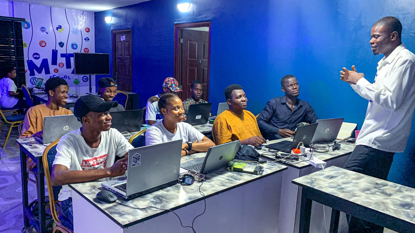 Mita School students learning together with their tutor in Uyo